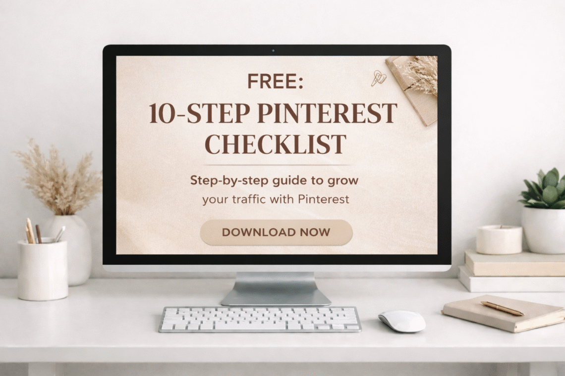 Free 10-Step Pinterest Growth Checklist Mockup - Aruna Usha Blog