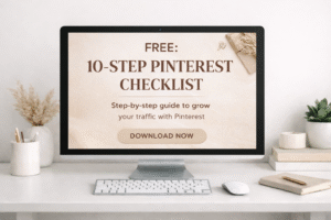 Free 10-Step Pinterest Growth Checklist Mockup - Aruna Usha Blog