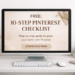 Free 10-Step Pinterest Growth Checklist Mockup - Aruna Usha Blog